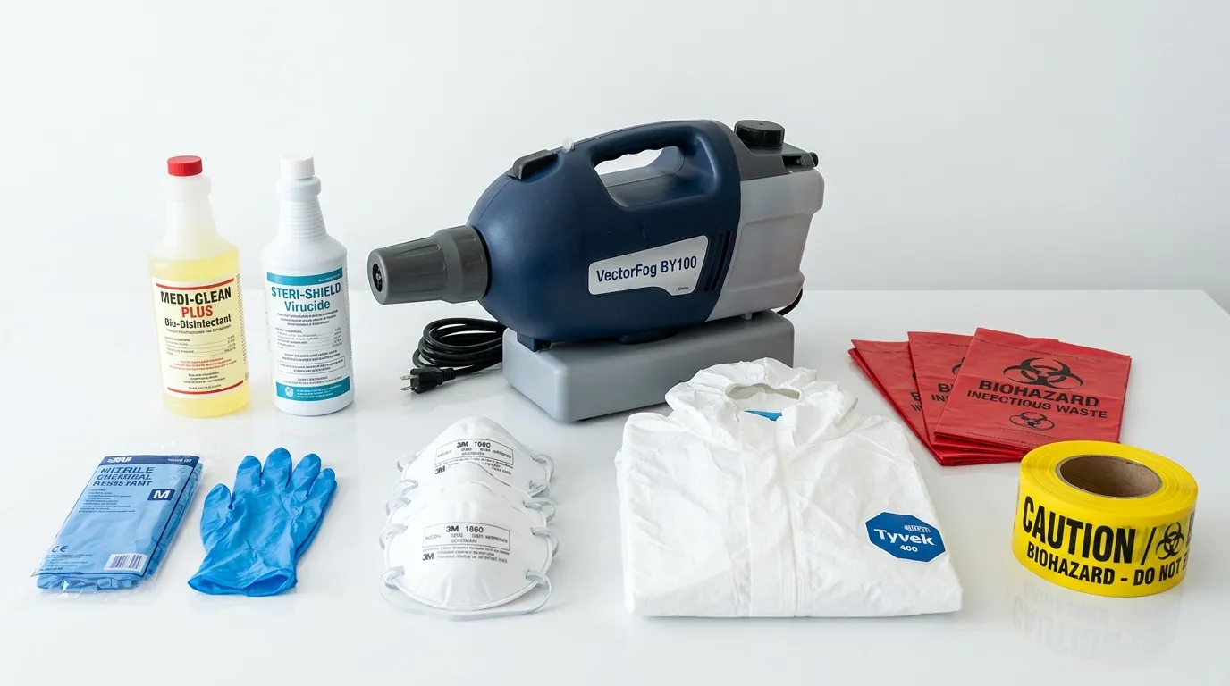 Professional biohazard remediation crew working in Poteau